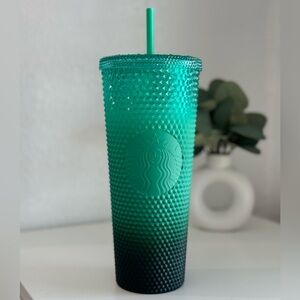 Starbucks Venti Mint Green Ombré Gradient Waxberry Studded